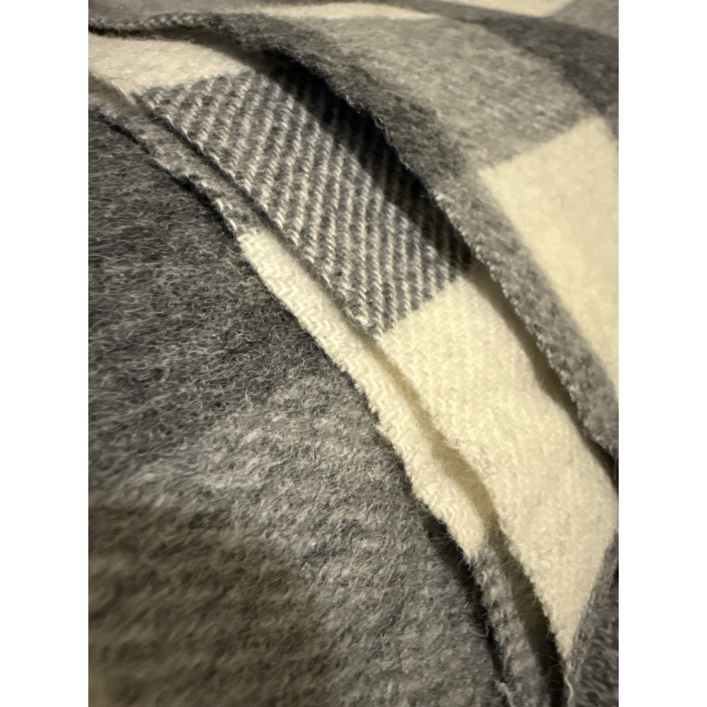 Vintage Gray Cream Buffalo Plaid Wool Fabric 2.6 Yards 54" Wide - Picture 3 of 4